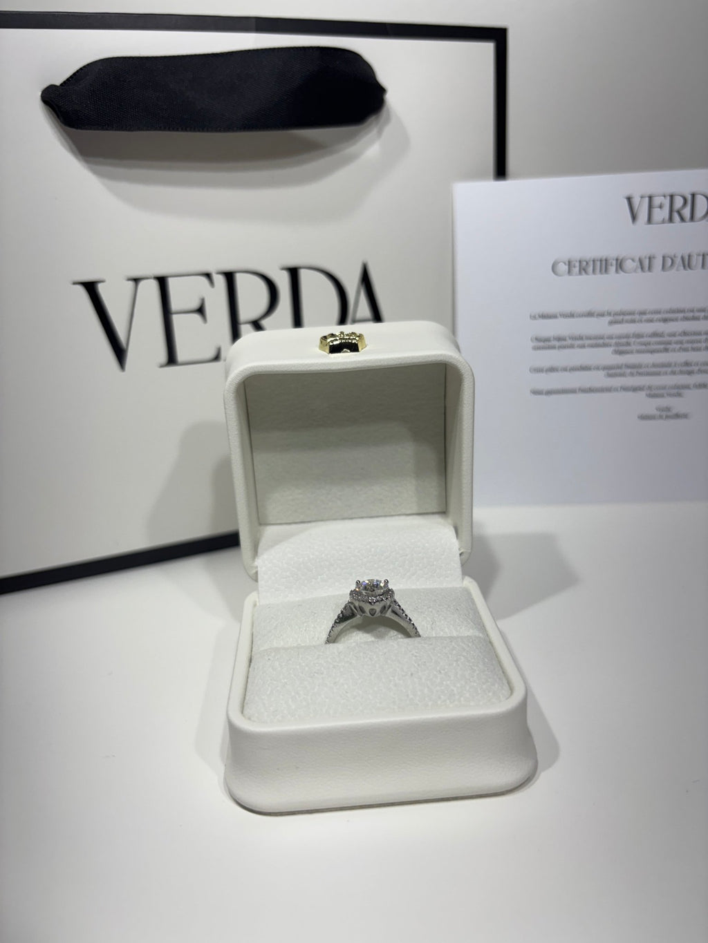 Vue de dessus bague Verda Cuore moissanite cœur