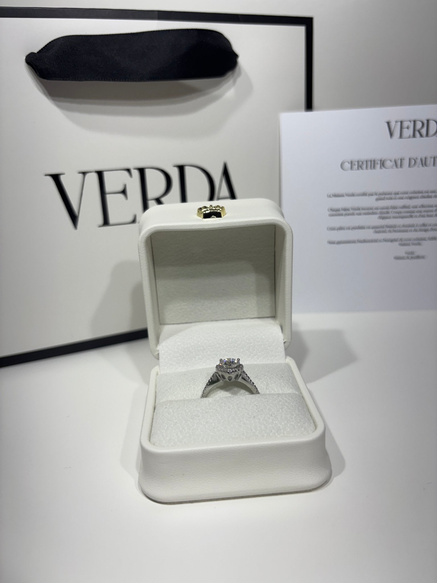 Vue de dessus bague Verda Cuore moissanite cœur