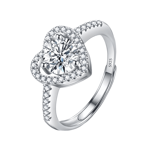 Bague Verda Cuore moissanite cœur argent 925 - Bijou élégant romantique