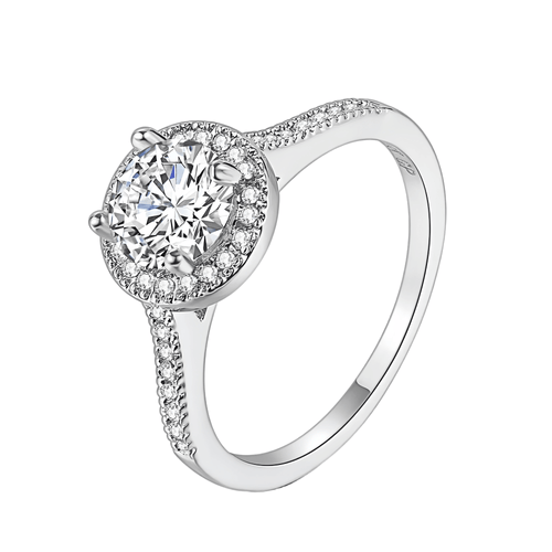 Bague Verda Halo moissanite halo pavé argent 925 - Bijou romantique
