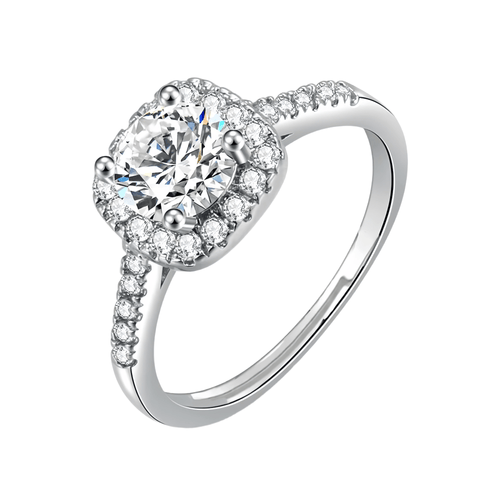 Bague Verda Radiant moissanite radiant argent 925 - Bijou moderne scintillant