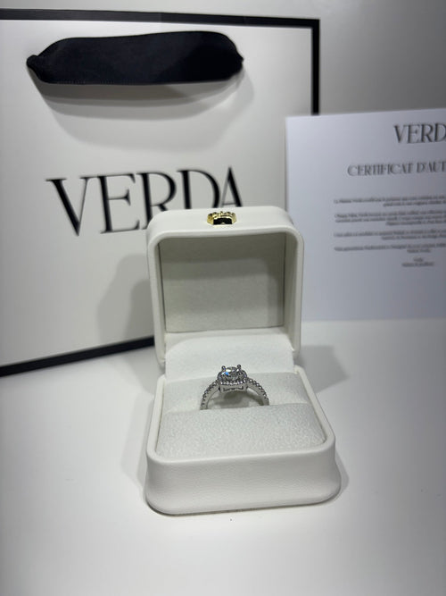 Moissanite radiant brillante bague Verda Radiant argent
